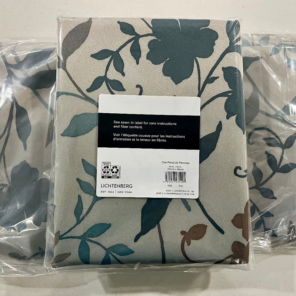 Sun Zero Rod Pocket Room Darkening Floral Window Single Curtain Panel - 3 pack